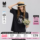 a02宽松圆领层次感短袖 设计感上衣 轻薄透气半袖 T恤女2025新款 夏季