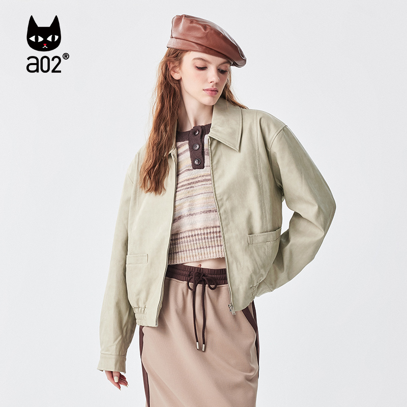 a02经典复古气质皮衣女