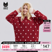 a02宽松波点加厚拉绒毛衣女2025新款 内搭 上衣冬装 冬季 圆领针织衫