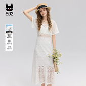 a02蕾丝甜美风连衣裙女2025新款 夏季 轻薄透气A字设计感长裙送抹胸