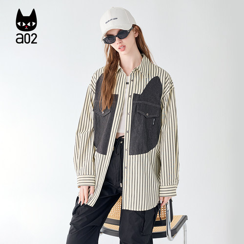 a02条纹衬衫女2026新款春秋设计感上衣衬衣外套气质上衣显瘦秋装