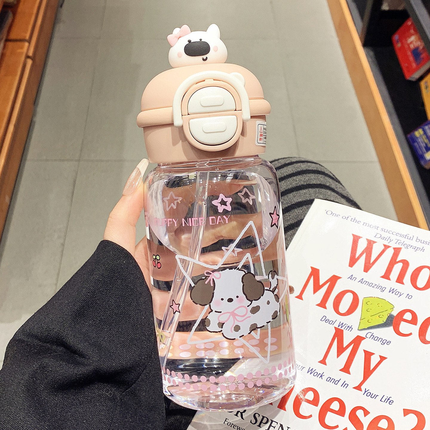 大容量水杯女生2026新款学生吸管杯子儿童可爱便携夏日塑料双饮杯