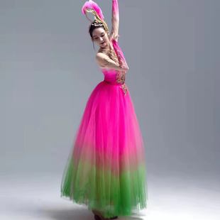 大摆裙演出服装盛世花开舞蹈服装大型晚会歌伴舞万紫千红中国红