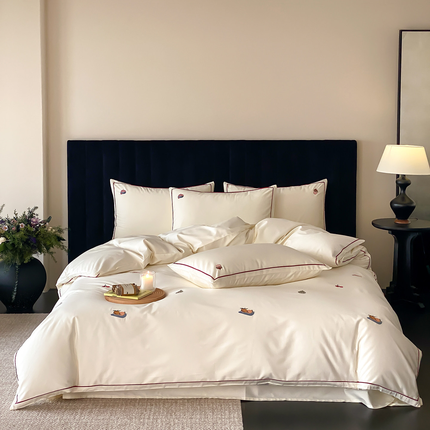 简约轻奢提花四件套全棉刺绣被套床单床笠高端全棉床上用品三件套,床上用品,床品套件/四件套/多件套,淘宝优惠券,粉丝福利购,淘宝优惠卷