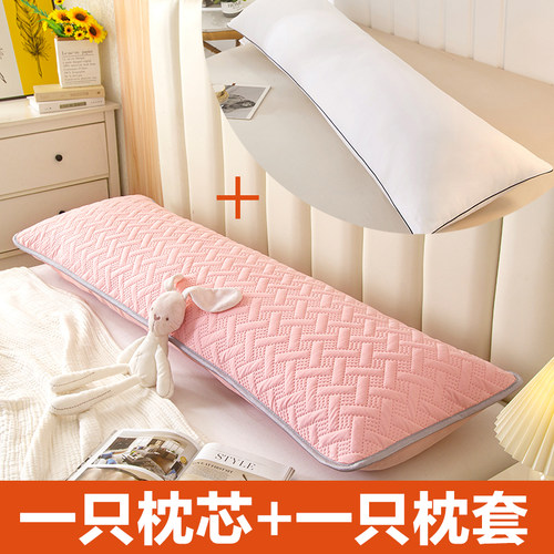 双人长枕头情侣带防汗液枕套