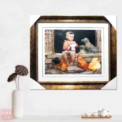 湘绣 李自健 画作 童年的回忆 人物绣 手工刺绣 主卧挂画中国书画