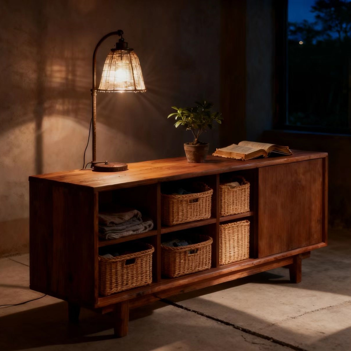 侘寂风榆木储物柜实木餐边柜