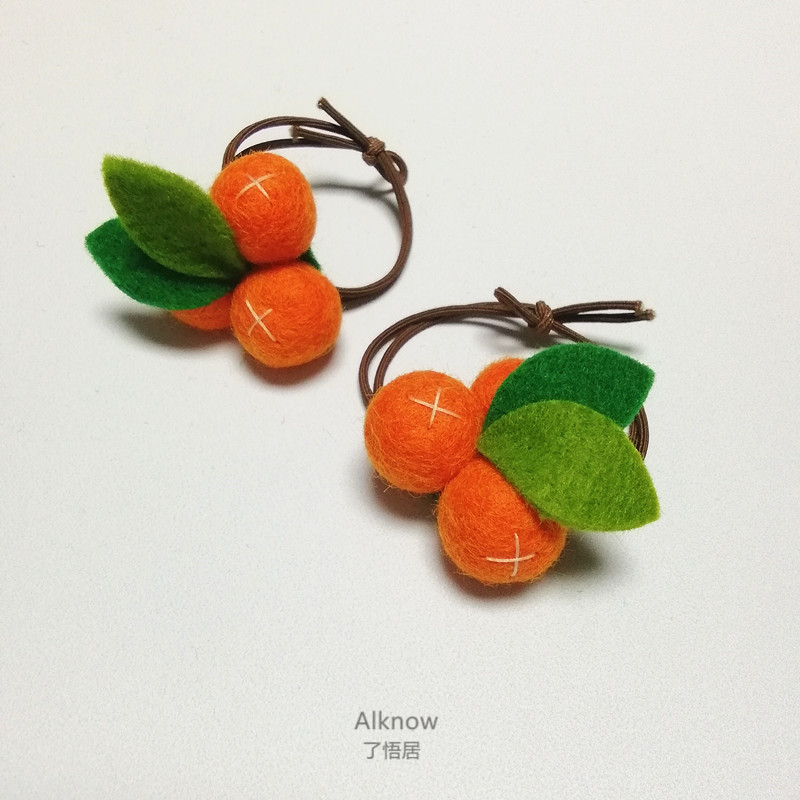 韩国桔子女宝宝儿童可爱毛毡发圈