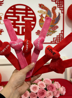花朵啪啪圈伴娘手腕花喜庆结婚拍摄手环玫红色婚礼拍照小装饰道具