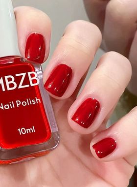 排排猪无毒无味指甲油儿童可用免烤快干持久红色可剥撕拉正大红色