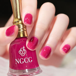 排排猪玫红指甲油免烤快干持久油性不可剥网红爆款 微胶美甲套装