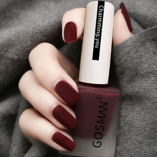 高级磨砂哑光指甲油免烤持久快干酒红色雾面美甲套装 不可剥撕拉