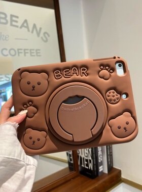 硅胶壳适用2025款ipad11代平板10代保护壳air7卡通mini7套air6/5防摔带支架10.2寸9代Pro11寸耐脏棕色熊软壳