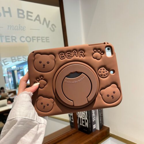 硅胶壳适用2025款ipad11代平板10代保护壳air7卡通mini7套air6/5防摔带支架10.2寸9代Pro11寸耐脏棕色熊软壳