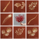 饰 客厅餐桌装 金色系仿真花新年福桶插花 尤加利叶扇叶冬青果红果