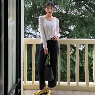 DPH NICE冬季加绒百搭直筒牛仔裤女高腰显瘦通勤高级感九分烟管裤