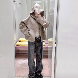 DPH NICE男友中性风腰带阔腿牛仔裤女高腰可拆卸复古遮肉直筒长裤