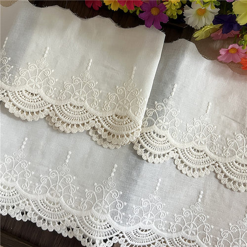 宽13cm新中式刺绣棉布花边辅料古风扇子汉服裙边布料女装发饰领子