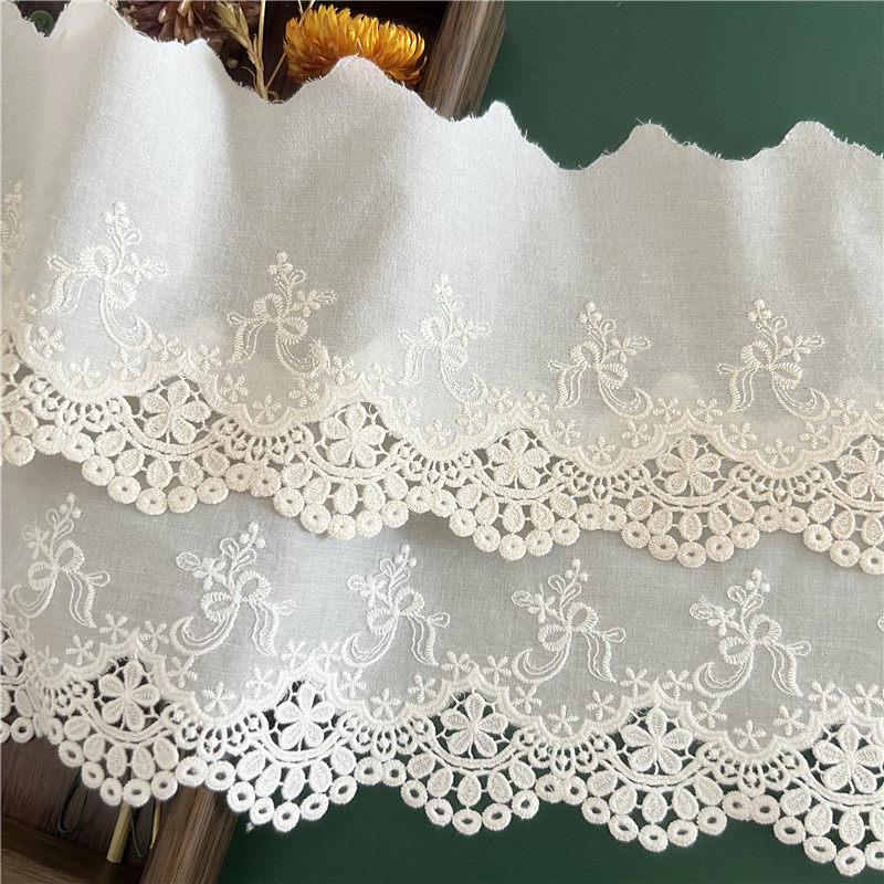 新款蝴蝶结刺绣纯棉布花边镂空水溶棉线蕾丝时尚服装裙边装饰辅料