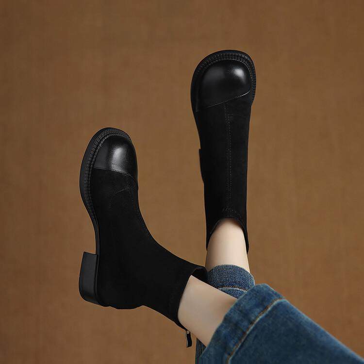 大码女鞋41—43韩系百搭休闲弹力瘦瘦靴女2024年秋冬圆头低跟短靴,女鞋,弹力靴/袜靴,淘宝优惠券,粉丝福利购,淘宝优惠卷