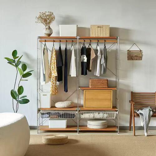 步入开放式落地不锈衣帽架钢极简