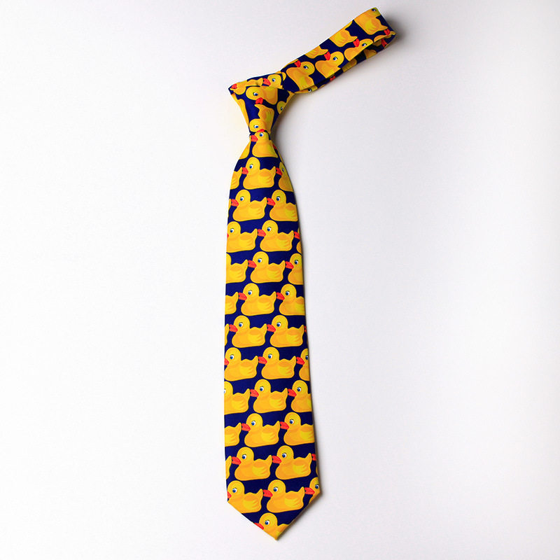 黄色卡通小黄鸭印花领带皮卡丘个性潮男女学生制服领带8cm网红款