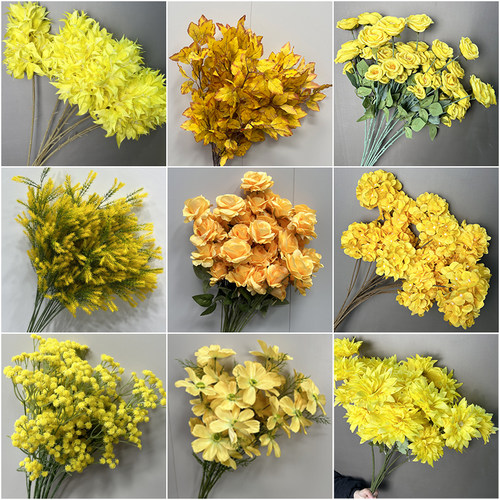 婚庆仿真花黄色假花地排花路引花