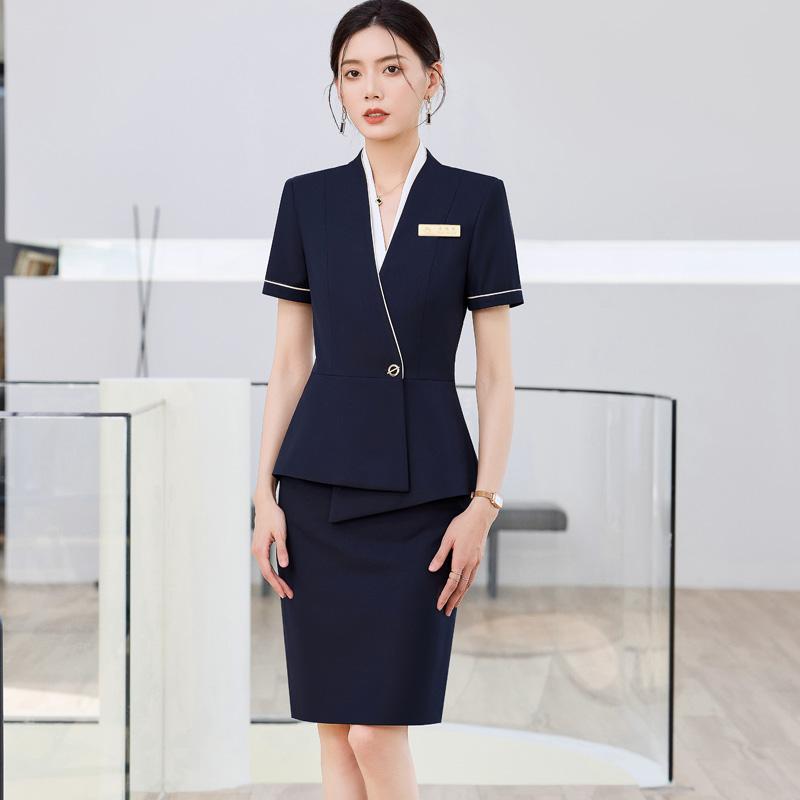职业套装女西装外套空姐制服酒店前台接待客服正装小个子工作服夏