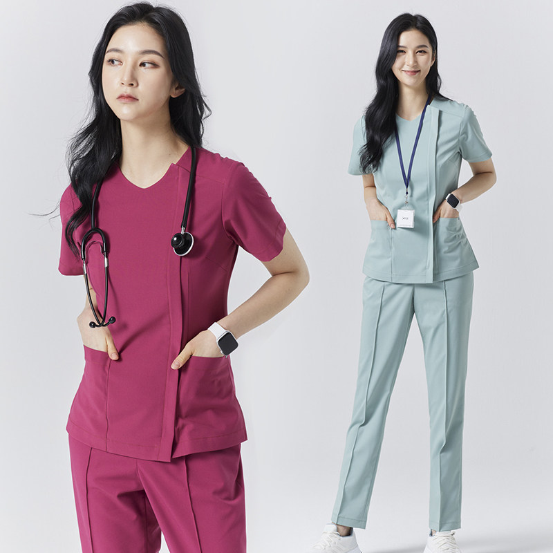 新款护士服韩式修身弹力涤棉面料