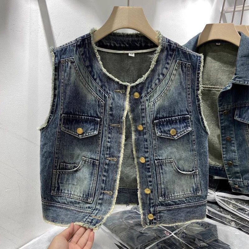 女童牛仔马甲童装春秋季韩版新款中大童衣服儿童休闲百搭上衣外套