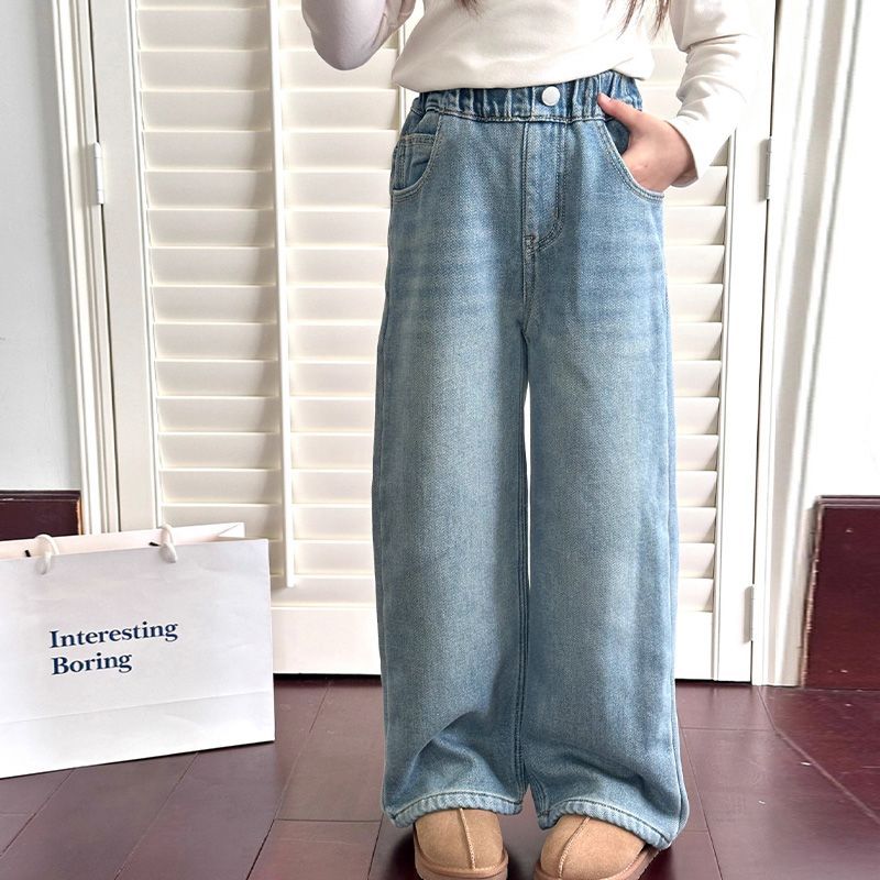 女童秋冬韩版牛仔直筒裤