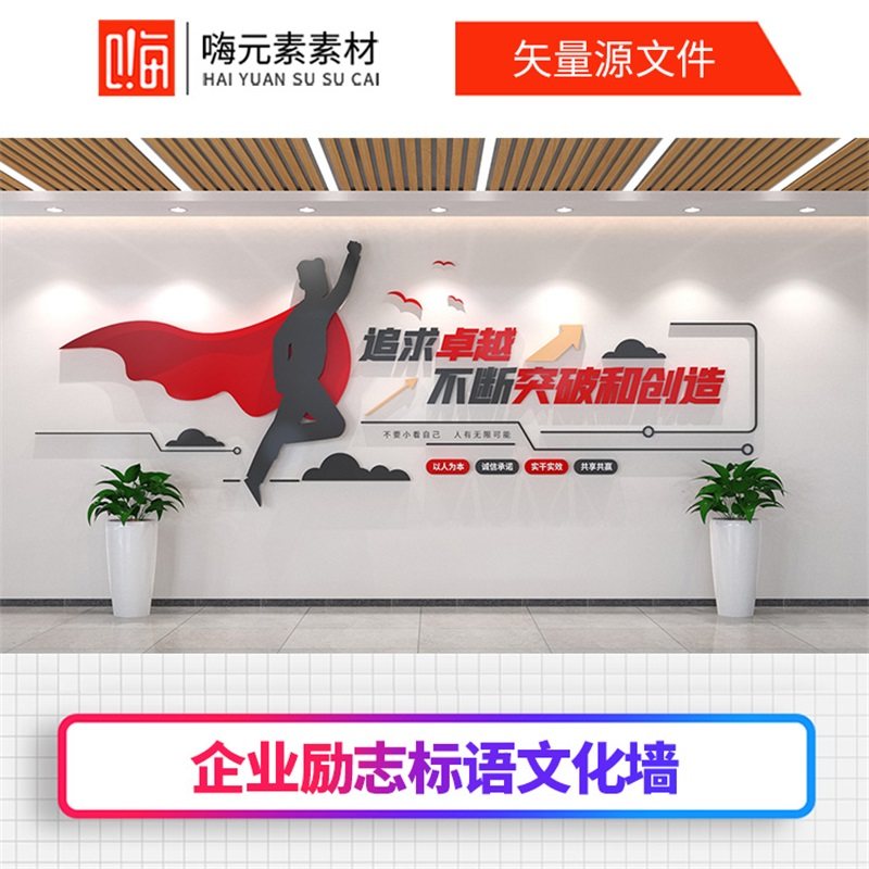 企业团队文化员工风采照片墙励志口号背景文化墙AI矢量CDR模板VIP