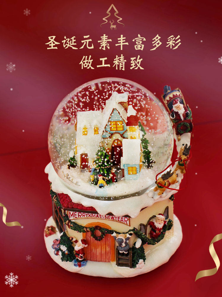 크리스마스 선물 뮤직 박스 산타 클로스 크리스탈 볼 스노우 뮤직 박스 꿈꾸는 눈 소녀 어린이 엘크