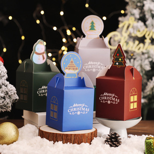 卡卡KA平安夜平安果包装纸盒创意开窗简约卡通城堡圣诞树折叠盒子