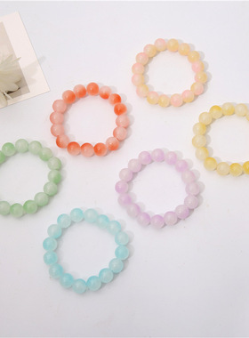 卡卡KA甜美梦幻手串 磨砂渐变水晶多巴胺糖果色少女手链 串珠饰品