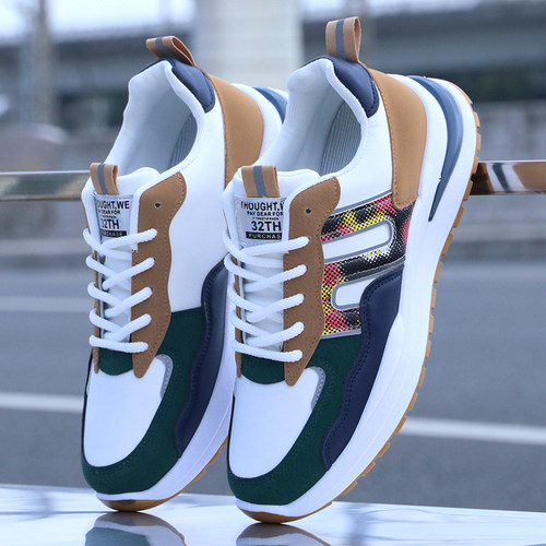 男鞋2025新款春夏季皮面防水运动休闲鞋男防滑跑步老爹鞋男士鞋子