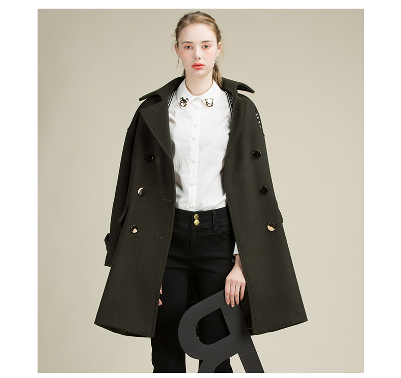 自然元素专柜正品2017冬 军港之夜 毛呢大衣外套ELD02款1888