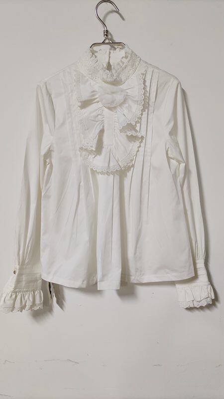 淑女屋专柜正品 荷叶边立领套头常规常规纯色通勤百搭衬衣ASC10款