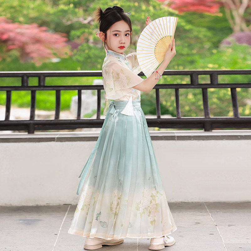 女童马面裙夏装套装儿童中国风汉服女孩古风薄款日常可穿古装唐装