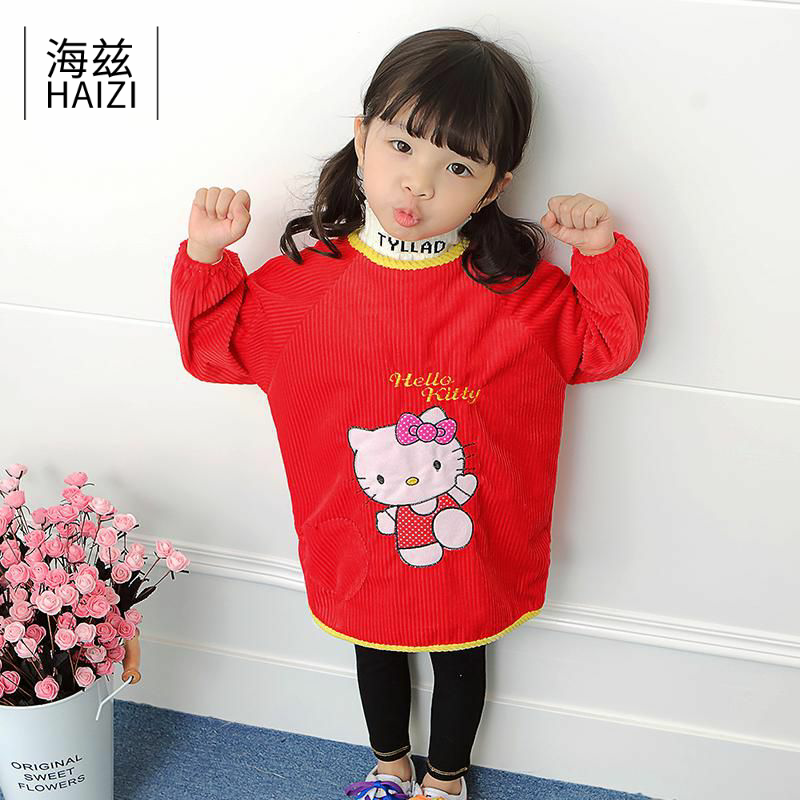 儿童吃饭衣防溅罩衣男宝宝2020年薄款春纽扣时尚外套美术生幼儿潮
