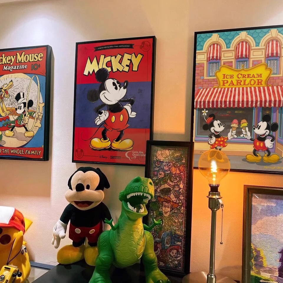 米奇装饰画迪士尼米老鼠卡通卧室床头桌面摆画挂画客厅餐桌柜壁画图片