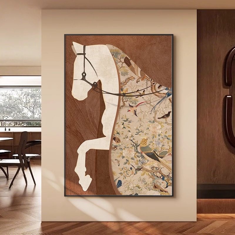 马到成功中古风玄关装饰画法式复古客厅沙发背景墙挂画高级感壁画,家居饰品,现代装饰画,淘宝优惠券,粉丝福利购,淘宝优惠卷