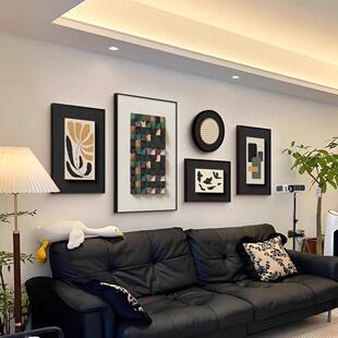 意式极简客厅装饰画中古风高级感沙发背景墙挂画法式抽象组合壁画