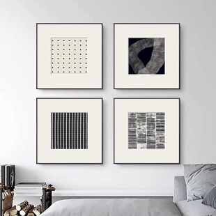 轻奢黑白客厅沙发装饰画现代简约抽象餐厅挂画高档卧室样板间壁画