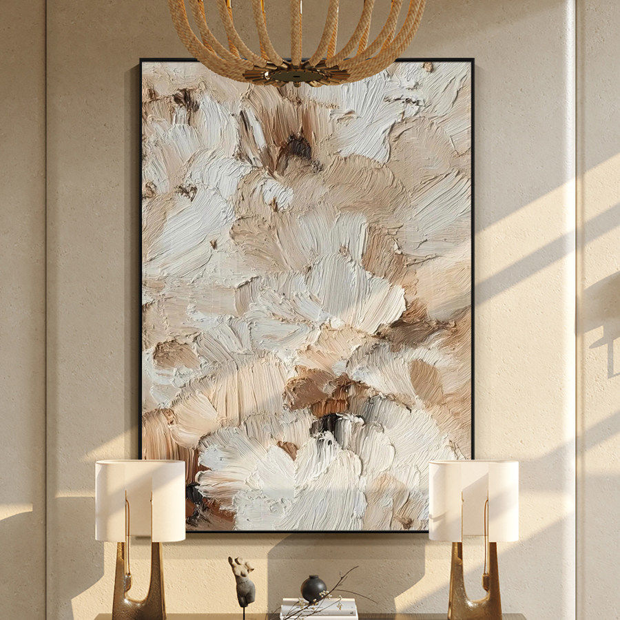 法式奶油风客厅装饰画极简侘寂风高档玄关壁画酒店大堂肌理感挂画,家居饰品,现代装饰画,淘宝优惠券,粉丝福利购,淘宝优惠卷