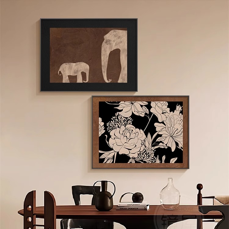 中古风电表箱装饰画法式复古大象配弱电箱遮挡挂画免打孔电闸壁画图片
