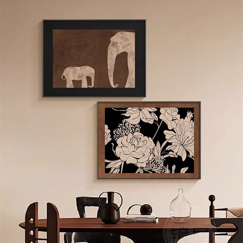 中古风法式复古大象电表箱装饰画