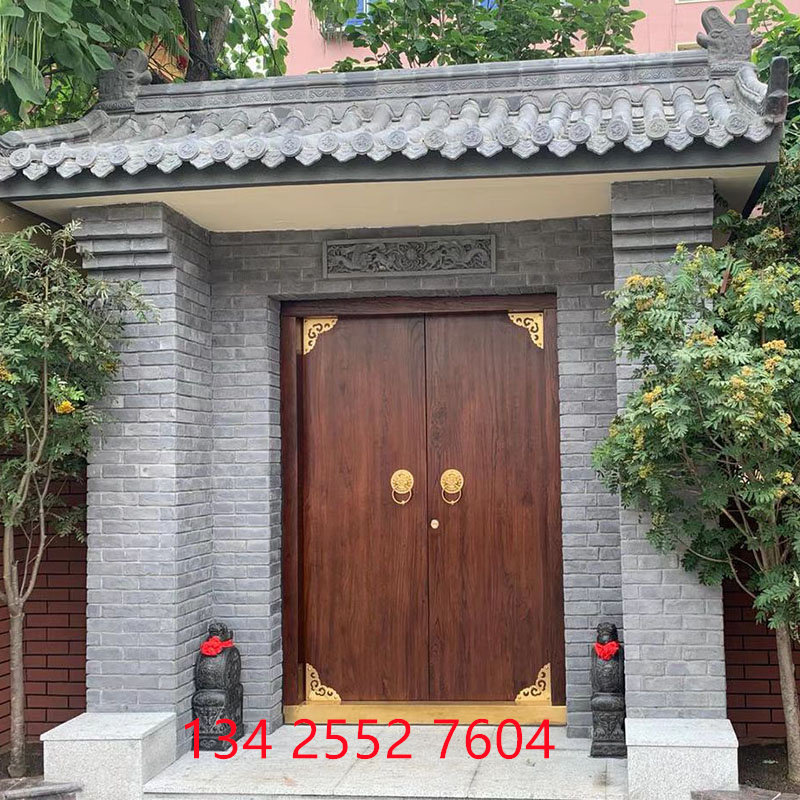 实木户室外大门中式仿古别墅庭院围墙门会所农村四合院双对开大门