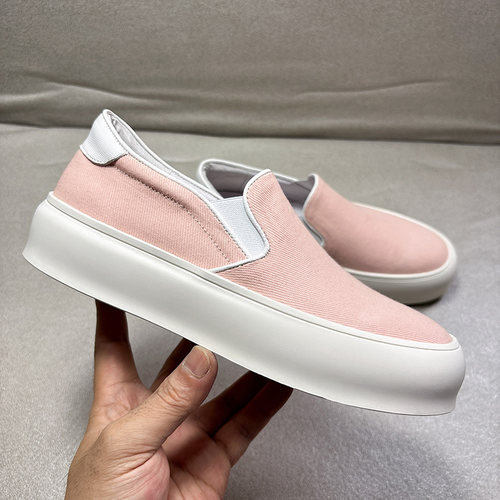 欧货帆布乐福鞋女英伦风2026新款粉色厚底单鞋休闲一脚蹬懒人鞋潮