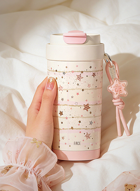 face保温杯水杯女高颜值25新款小巧便携学生上学专用吸管双饮杯子